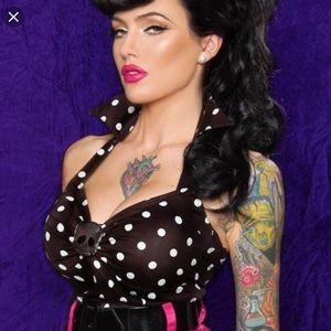 Deadly Dames Polka Dot Halter 2X